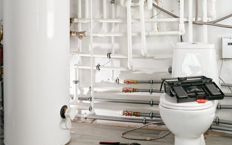 A white toilet in contemporary house